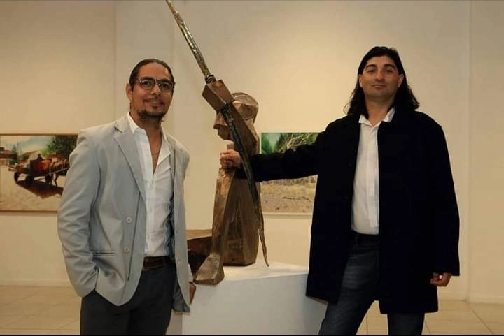 Sergio Caffarena junto a escultor Ignacio Mora